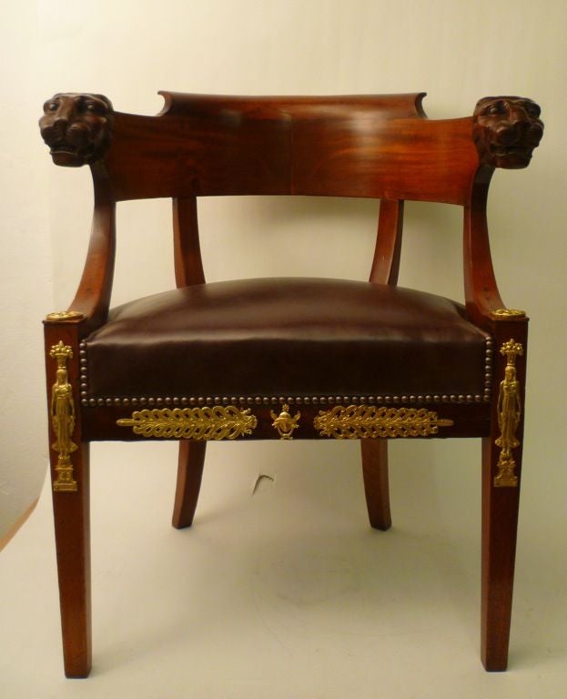 Mahogany Lion Head Desk Chair, After Jacob 5