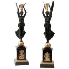 Bronze and Ormolu mounted Figural Lamps