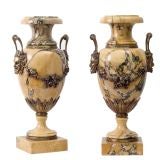 Pair of Sienna Marble Cassolettes