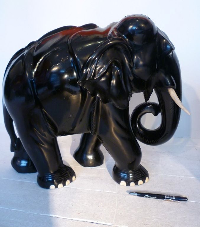 Large Pair of Ebony Elephants 1