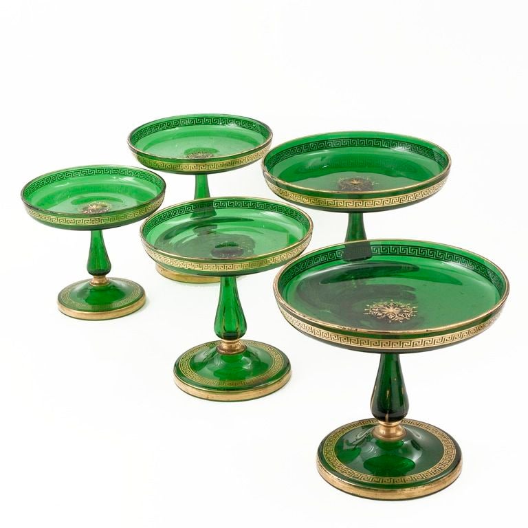 Set of Green Glass Tazzas