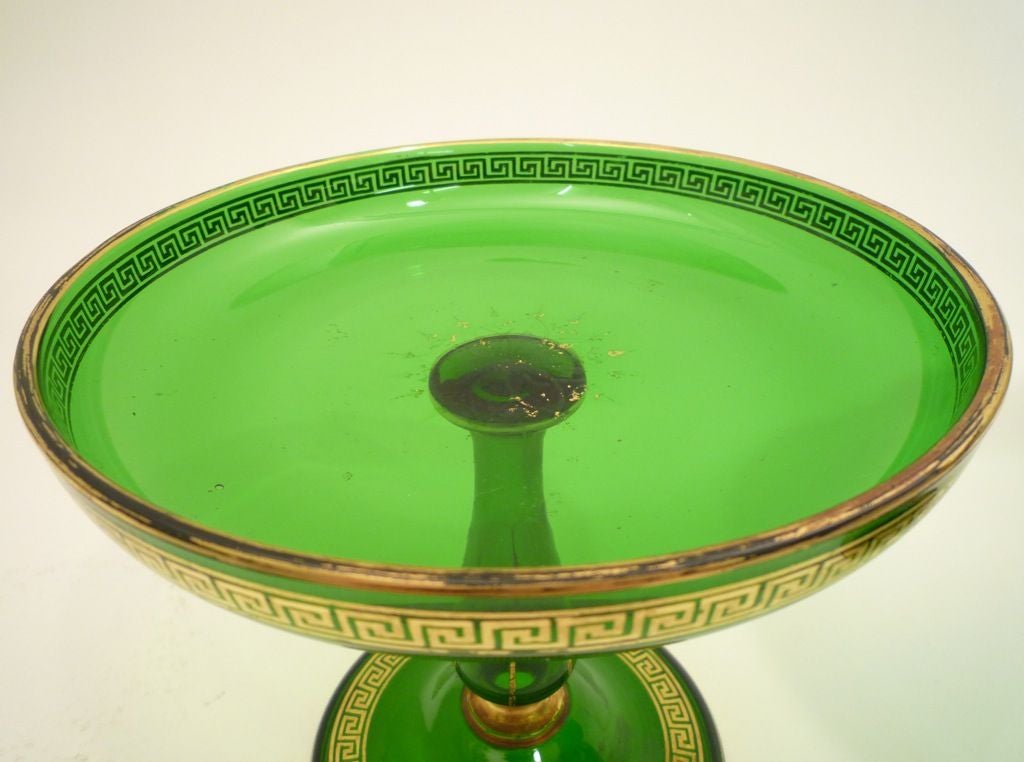 19th Century Set of Green Glass Tazzas