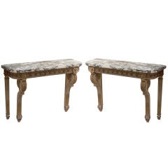Pair Of Napoleon Iii Console Tables with Marble Tops