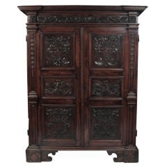 Antique Italian Walnut Heraldic Cupboard