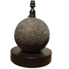 Antique Spherical Polynesian Basalt Lamp