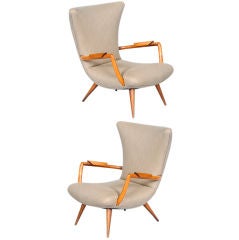 Pair of Low Armchairs by Giuseppe Scapinelli, Brazil 1950s