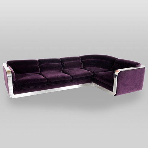 We are well in to our 5th decade of dealing and this is one of the most unusual sofas that we have ever come across. Undoubtedly from the late 60s, not only does it personify the decade but fits into the 21st Century wonderfully.<br />
<br />
The