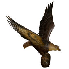 Carved Wooden Eagle with Outspread Wings