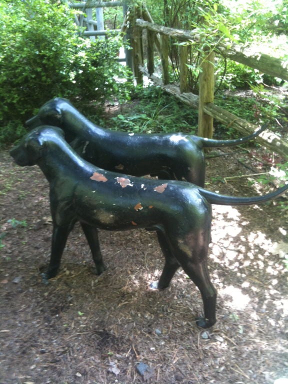 Pair of Cast Iron Life Size Dogs