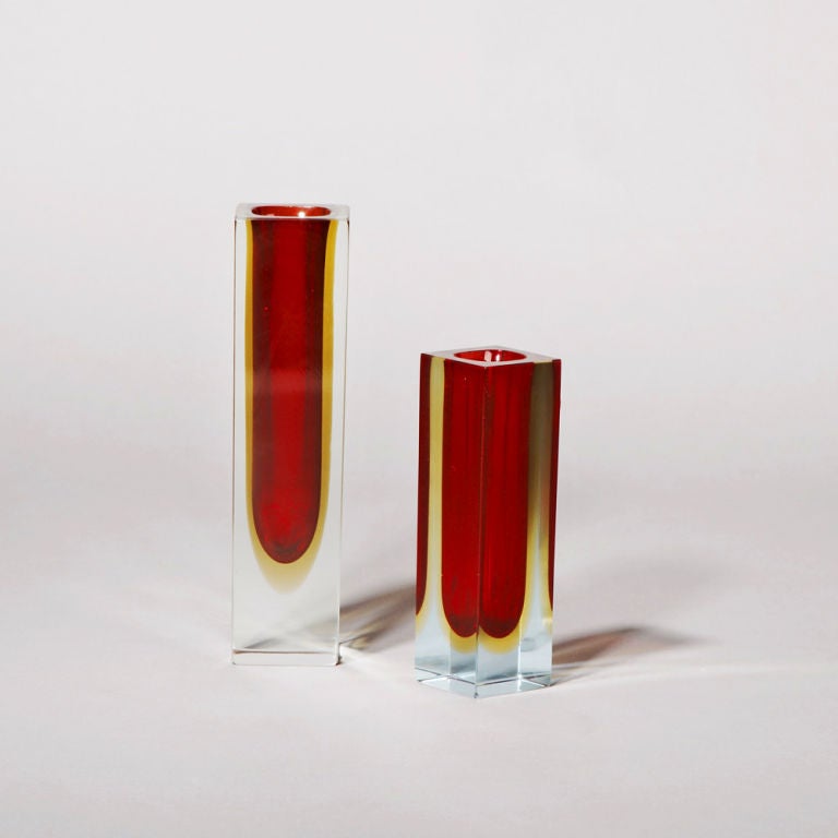 Mid-20th Century A Collection of Murano Sommerso Glass Vases and Ashtrays