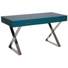 A Teal Green Lacquered Desk designed by Milo Baughman