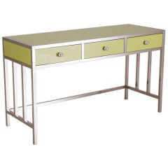 A Milo Baughman Designed Nickel and Apple Green Lacquered Desk