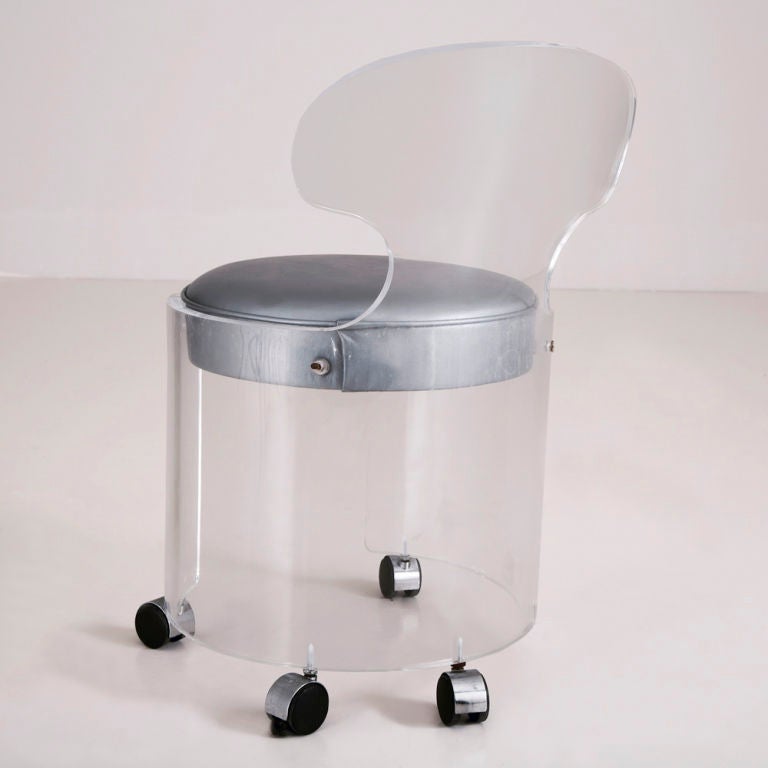 A Pair of 1970s Barrel Backed Lucite Chairs