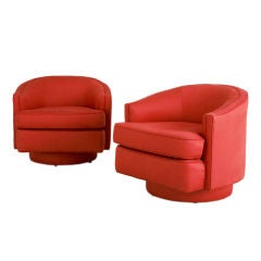 A Pair of Milo Baughman Designed Swivel Armchairs A Pair of Milo Baughman Designed Swivel Armchairs
