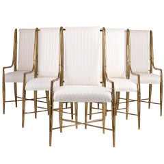 A Set of Six Brass Framed Mastercraft designed Dining Chairs A Set of Six Brass Framed Mastercraft designed Dining Chairs