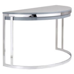 A Grey Lacquer and Nickel Framed Demi Lune Desk 1970s