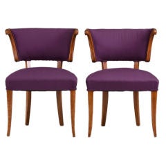 A Pair of 1940s Purple Upholstered Side Chairs
