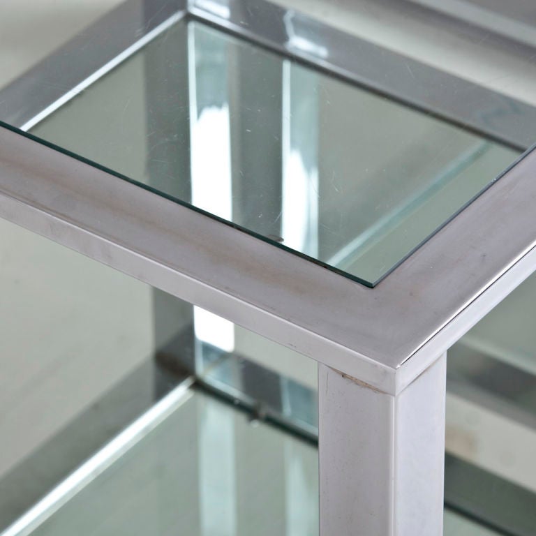 A Pair of Square 1970s Chrome Framed Lamp Tables 1
