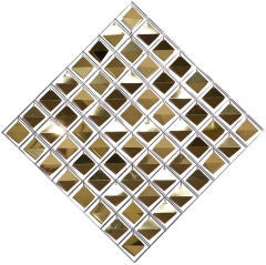 A Brass Diamond Shaped Wall Sculpture on Nickel Plate Frame