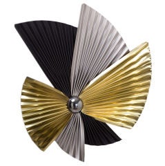 A Crimped Metal Fan Wall Sculpture by Curtis Jere