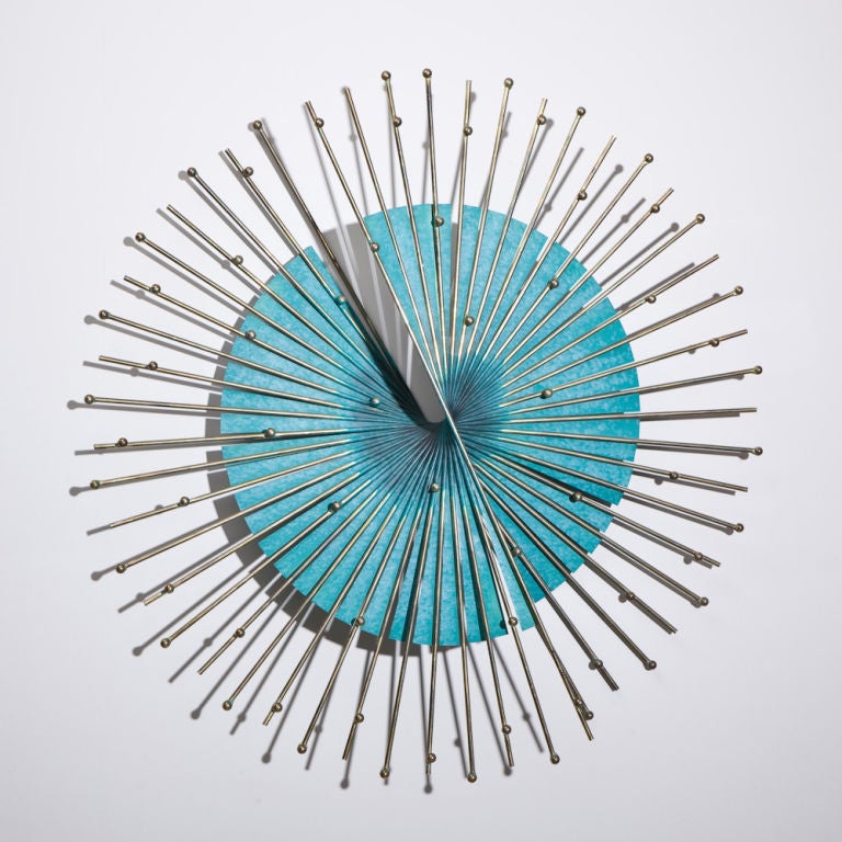 A Curtis Jere Turquoise and Bronzed Metal Starburst Wall Sculpture USA signed and dated 1987