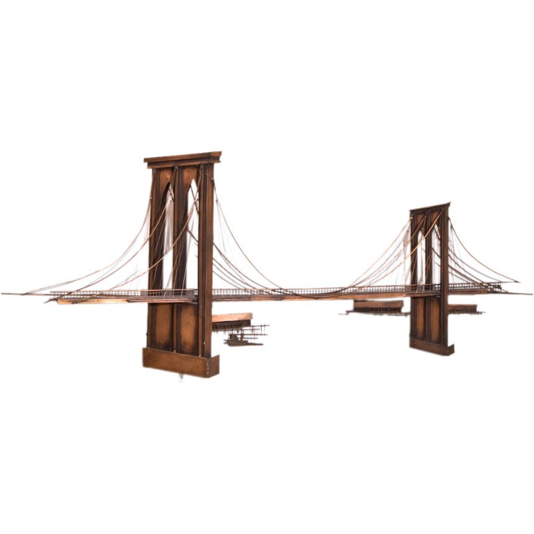 A Curtis Jere Designed Metal Wall Sculpture of Brooklyn Bridge