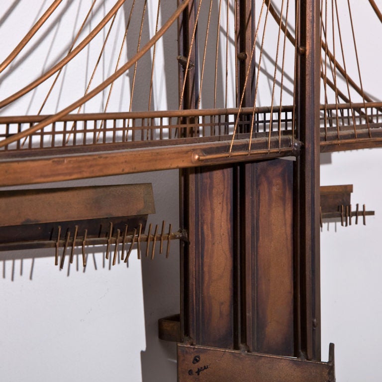 A Curtis Jere Designed Metal Wall Sculpture of Brooklyn Bridge 1