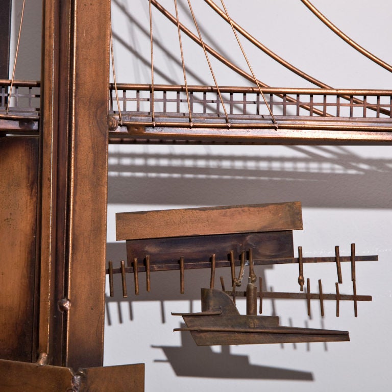 A Curtis Jere Designed Metal Wall Sculpture of Brooklyn Bridge 2