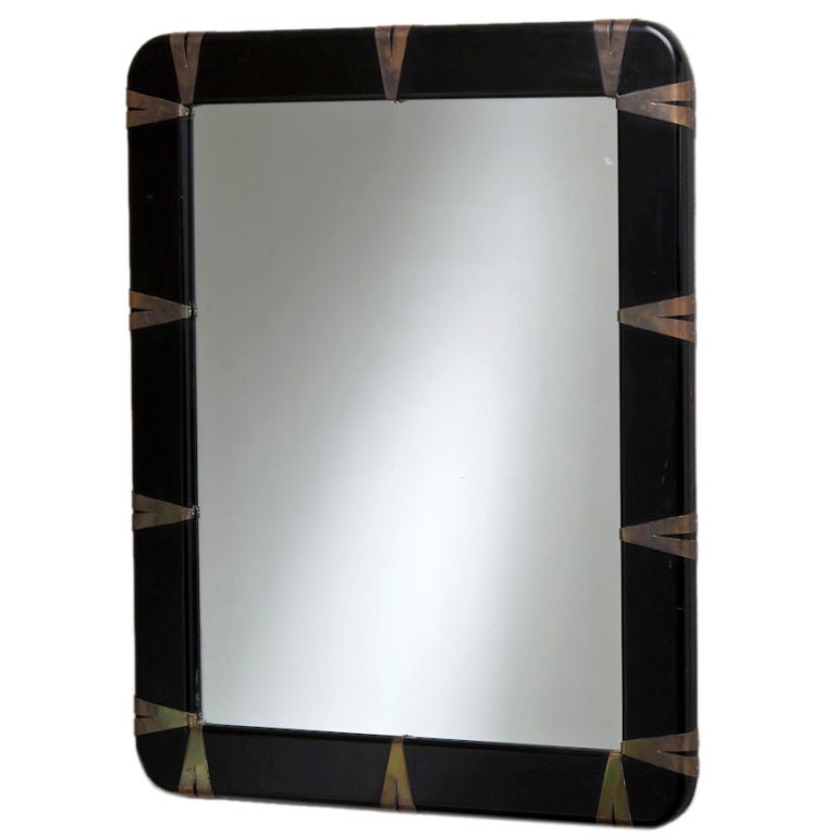 A Spanish Black Lacquered Mirror by Sarreid