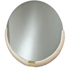 A Harlequin Pair of 1970s Ivory Painted and Gold Mirrors