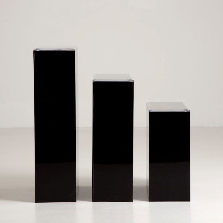 A Pair of Rectangular Black Acrylic and Lucite Pedestals 1980s