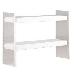 A 1970s White and Clear Lucite Two Tiered Console Table