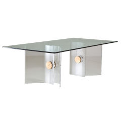A Large Double Pedestal Lucite Dining Table