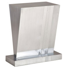 A Paul Evans Style Brushed and Polished Steel Pedestal Console A Paul Evans Style Brushed and Polished Steel Pedestal Console