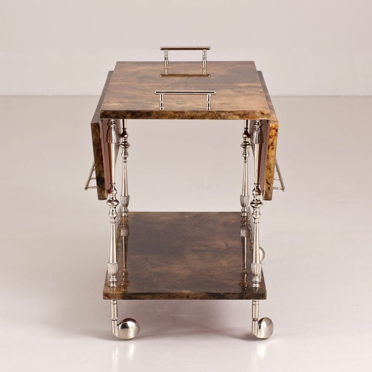 A Small Aldotura designed Lacquered Goatskin Barcart