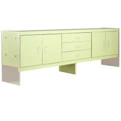 A Long Lacquered Pale Green Mica Buffet
