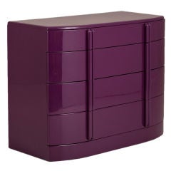 Rare Purple Lacquered Air Flow Chest of Drawers, 1930s