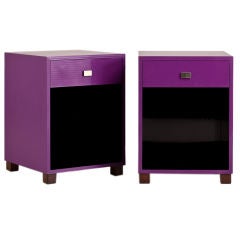 A Pair of Purple Lacquer Side Cabinets by Talisman