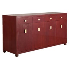 A Burgundy Red Lacquer Sideboard by Talisman