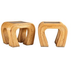 A Pair of Bamboo Side Tables 1960s