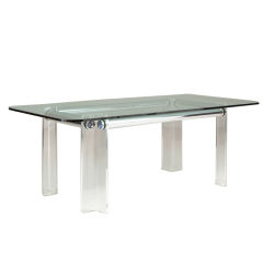 A 1970s Tubular Chrome and Lucite Based Dining Table