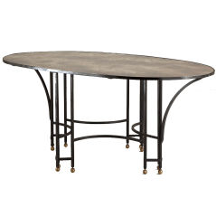 1950s Wrought Iron and Eglomise Top Oval Centre Table