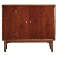 Vintage A Single Wooden End Cabinet with Nickel Sphere Handles