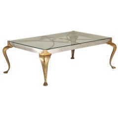 Brass Cabriole Legged Rectangular Coffee Table