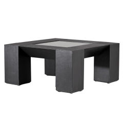 Late 1970s Italian Black Leather Wrapped Coffee Table