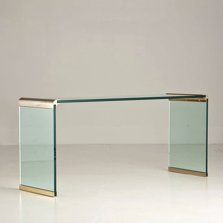A Pace Glass and Bronzed Console Table 1970s