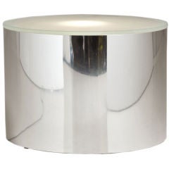 Vintage A 1970s Circular Steel and Acrylic Lightbox Side Table