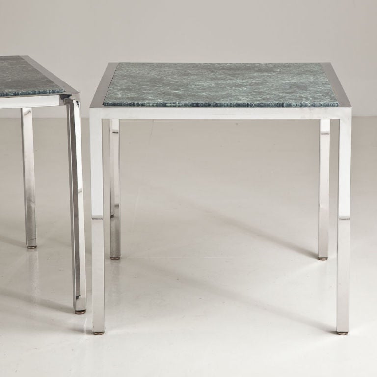 American Large Pair of Milo Baughman Designed Square Metal Side Tables For Sale