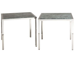 Large Pair of Milo Baughman Designed Square Metal Side Tables