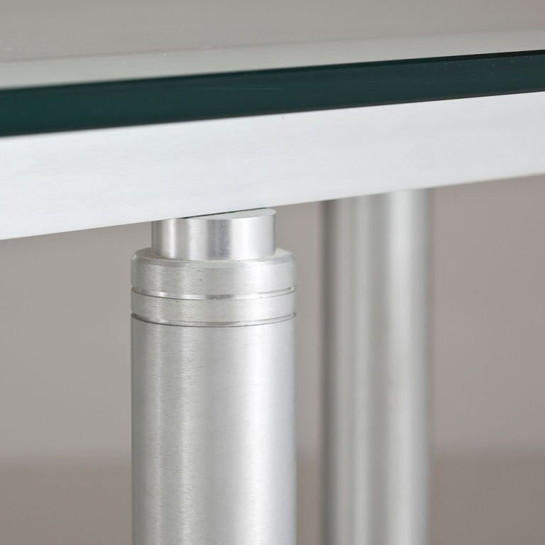 Memphis Style Brushed Steel Console Table For Sale 2